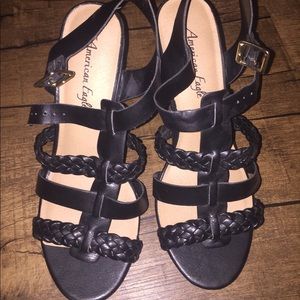 Black high heels with brown heel american eagle